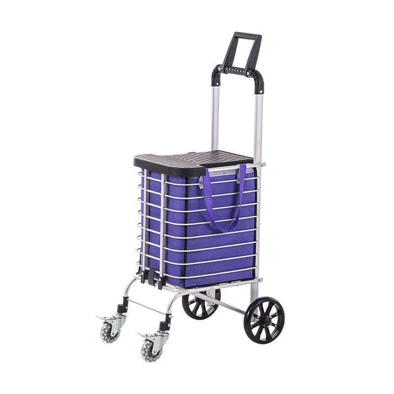 4 kẹkẹ kika Aluminiomu Alloy Tio Trolley Cart pẹlu apo